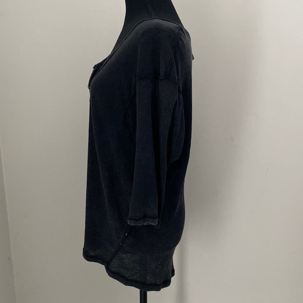 Free People We The Free Dark Gray Linen Cotton Head in the Clouds V Neck Tee XS - Picture 8 of 16